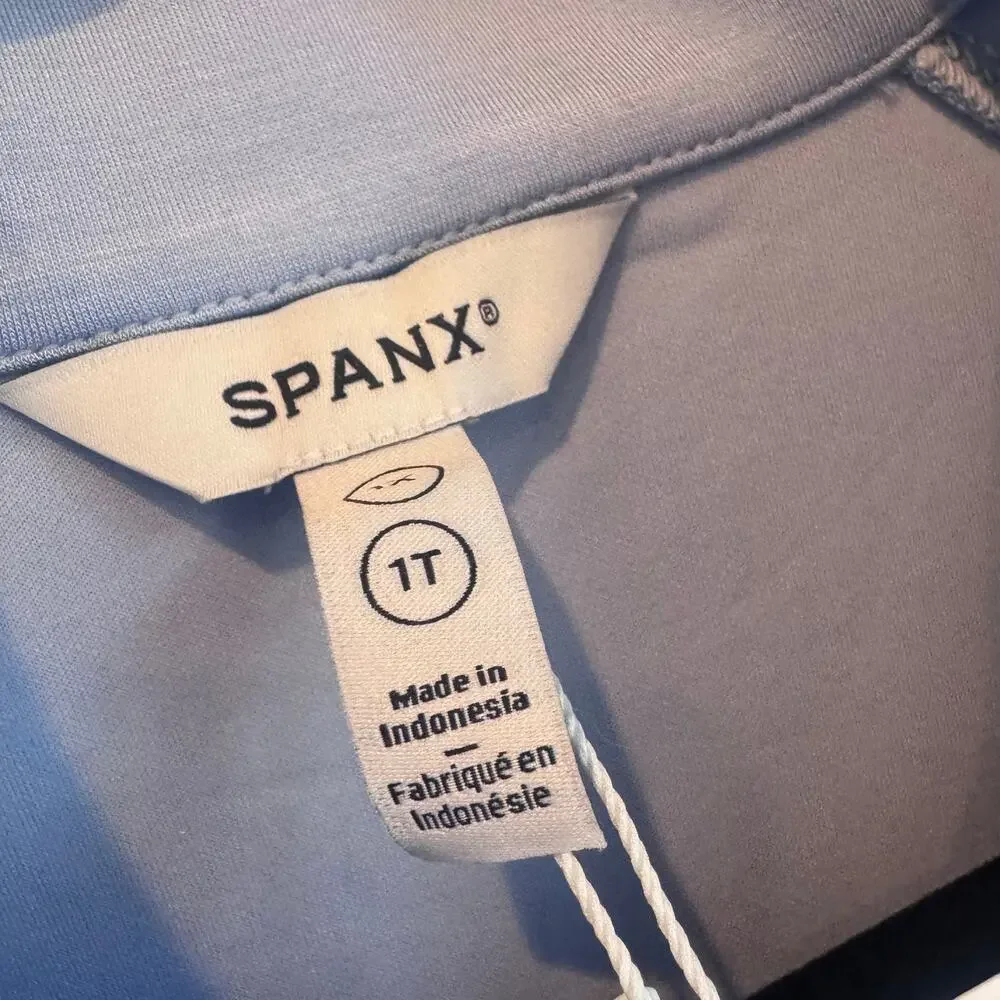 Spanx Air Essentials Half Zip Sweatshirt Long Sleeves Hydrangea Blue Size 1X NWT - Picture 9 of 14